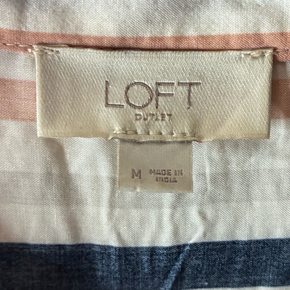 LOFT Striped Long Sleeve V- Neck Sailor Collar Top M - Picture 6 of 11